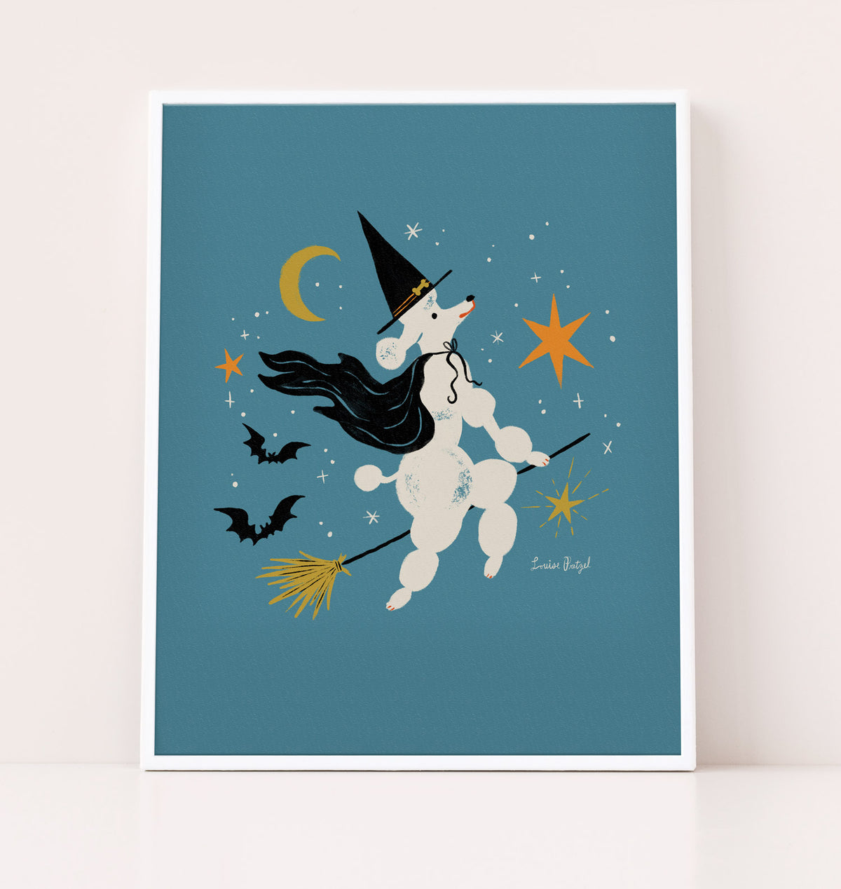 Poodle Witch Halloween Art Print Poster