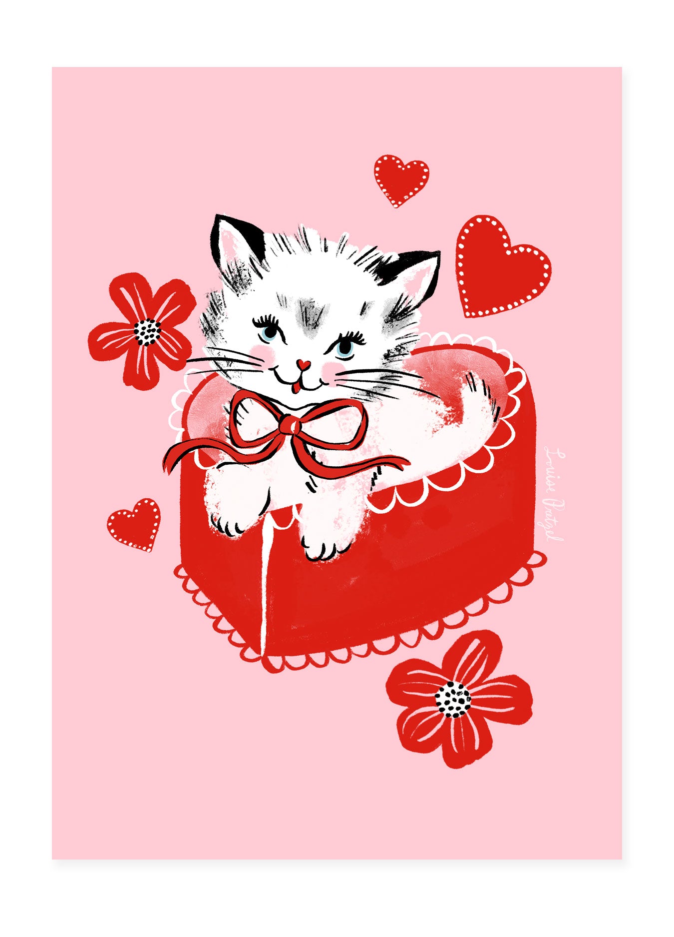 valentine kitten mini print
