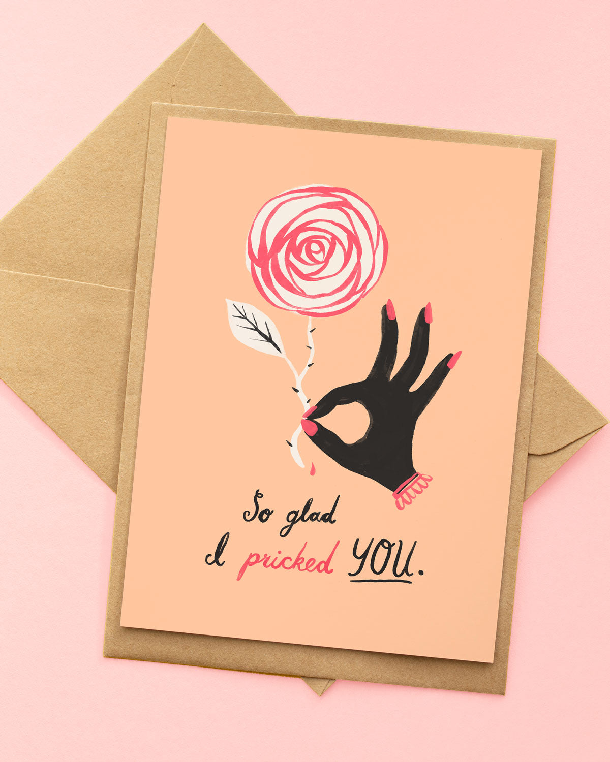 pricked you greeting card