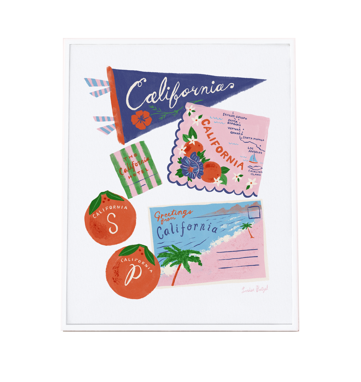 California Souvenir Illustration Art Print