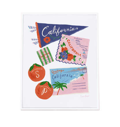 California Souvenir Illustration Art Print