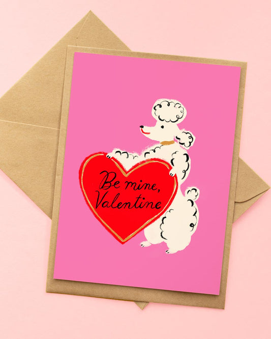 valentine poodle greeting card
