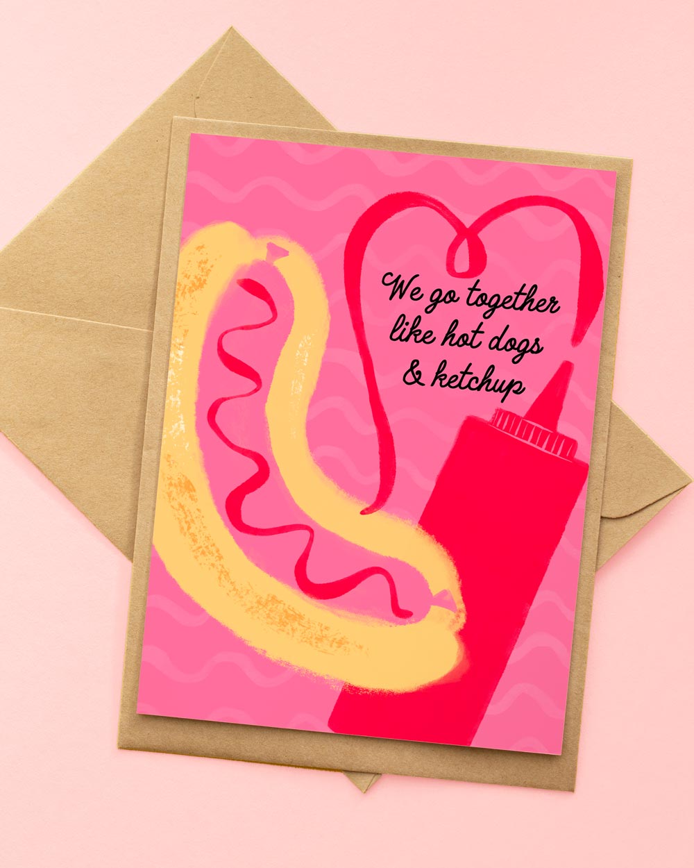 hot dogs and ketchup valentine's day card