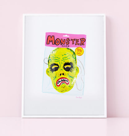 Monster Mask Halloween Art Print Poster