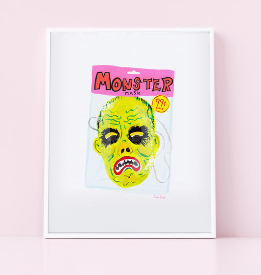 Monster Mask Halloween Art Print Poster