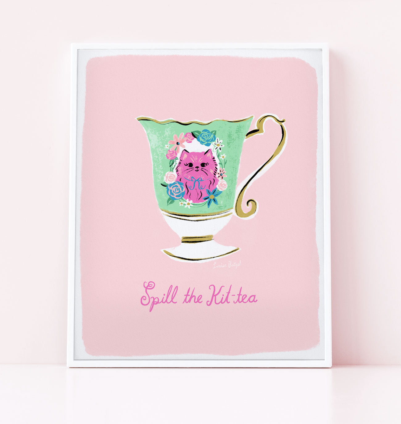 fancy kit-tea cup print 8x10