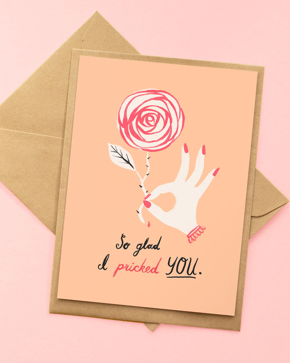 pricked you greeting card