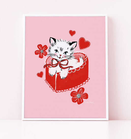 valentine kitten art print
