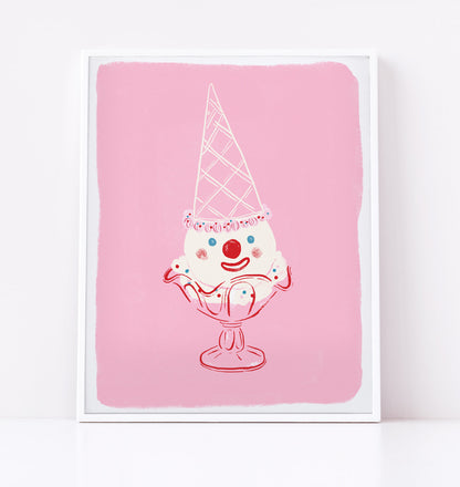 Ice Cream Clown Art Print
