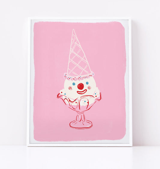 Ice Cream Clown Art Print
